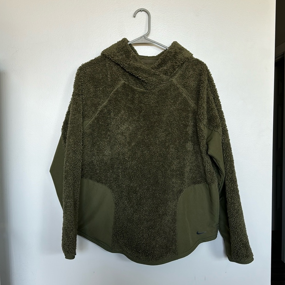 Nike green, fuzzy hoodie size large
